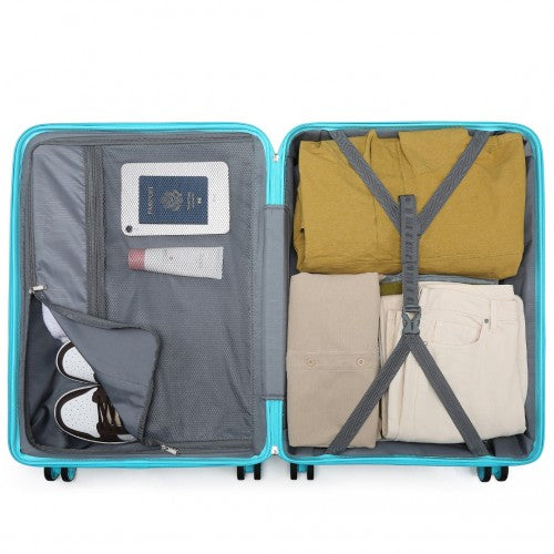 K2094L - Kono 20 Inch Lightweight Polypropylene Hard Shell Suitcase With TSA Lock - Blue | Neil's Luggage Store