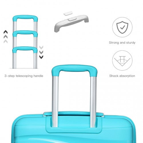 K2094L - Kono 20 Inch Lightweight Polypropylene Hard Shell Suitcase With TSA Lock - Blue | Neil's Luggage Store