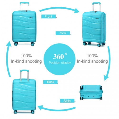 K2094L - Kono 20 Inch Lightweight Polypropylene Hard Shell Suitcase With TSA Lock - Blue | Neil's Luggage Store
