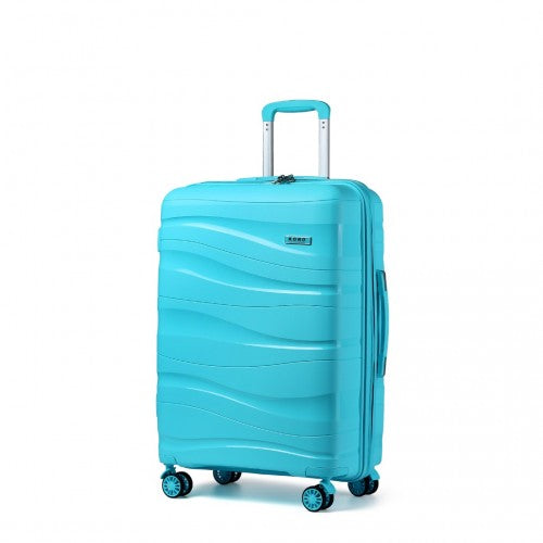 Kono 24 Inch Lightweight Polypropylene Hard Shell Suitcase With TSA Lock Blue | Neil's Luggage Store