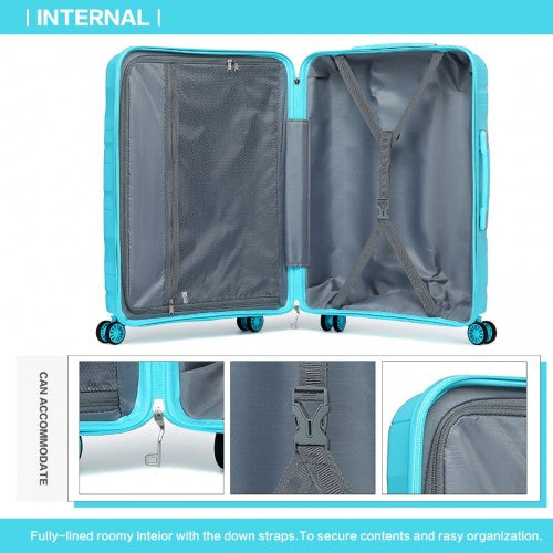 Kono 24 Inch Lightweight Polypropylene Hard Shell Suitcase With TSA Lock Blue | Neil's Luggage Store
