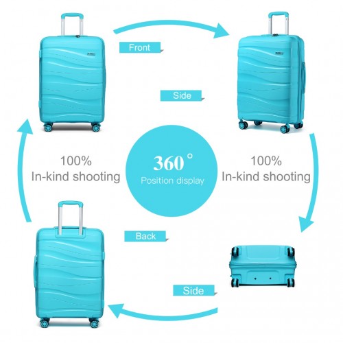 Kono 24 Inch Lightweight Polypropylene Hard Shell Suitcase With TSA Lock Blue | Neil's Luggage Store