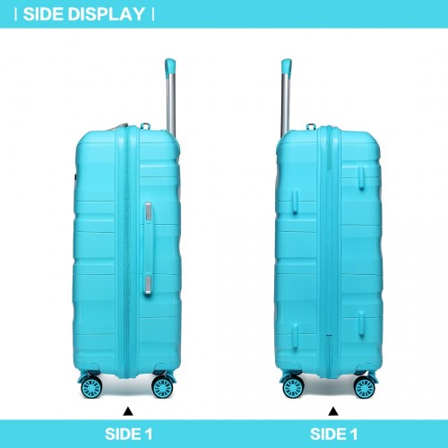 Kono 24 Inch Lightweight Polypropylene Hard Shell Suitcase With TSA Lock Blue | Neil's Luggage Store