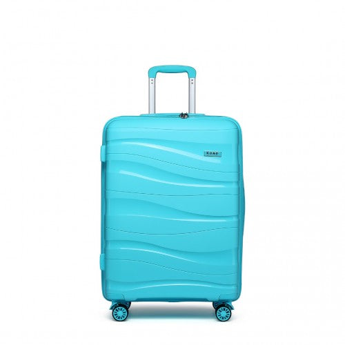 Kono 24 Inch Lightweight Polypropylene Hard Shell Suitcase With TSA Lock Blue | Neil's Luggage Store
