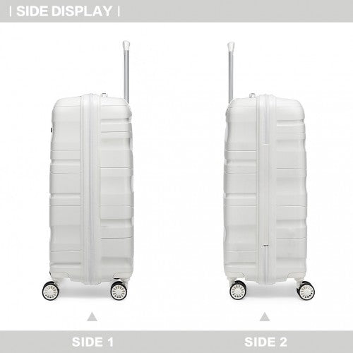 K2094L - Kono 20 Inch Lightweight Polypropylene Hard Shell Suitcase With TSA Lock - Cream White | Neil's Luggage Store