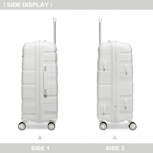 K2094L - Kono 28 Inch Lightweight Polypropylene Hard Shell Suitcase With TSA Lock - Cream White | Neil's Luggage Store