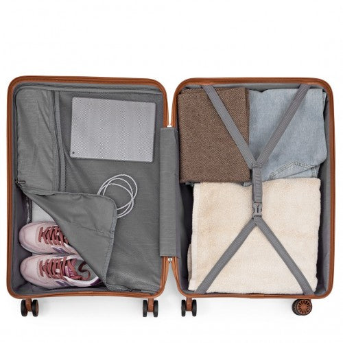 K2094L+EA2212 - Kono 20 Inch Polypropylene Cabin Size Suitcase 3 Piece Travel Set with Weekend Bag and Toiletry Bag - Cream | Neil's Luggage Store