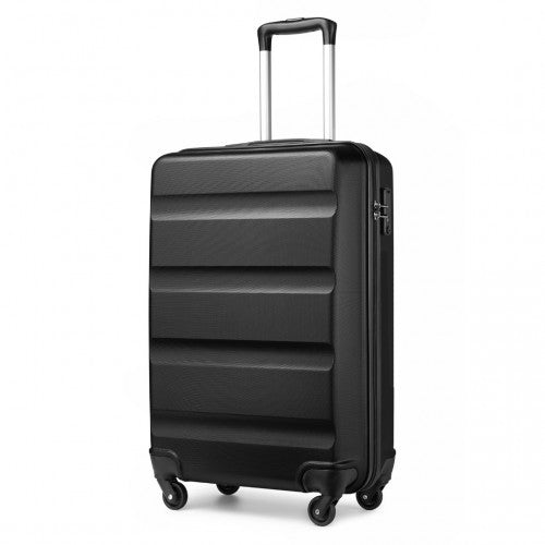 K2191L - Kono 19 Inch Cabin Size Carry On Suitcase - Streamlined Lightweight ABS Hardshell with Secure TSA Lock - Black | Neil's Luggage Store