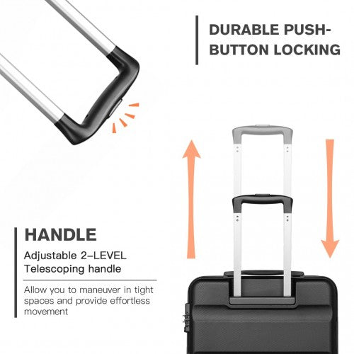 K2191L - Kono 19 Inch Cabin Size Carry On Suitcase - Streamlined Lightweight ABS Hardshell with Secure TSA Lock - Black | Neil's Luggage Store