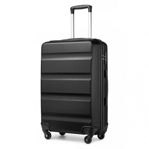 K2191L - Kono 24 Inch Check in Luggage - Streamlined ABS Hardshell Suitcase with Secure TSA Lock - Black | Neil's Luggage Store