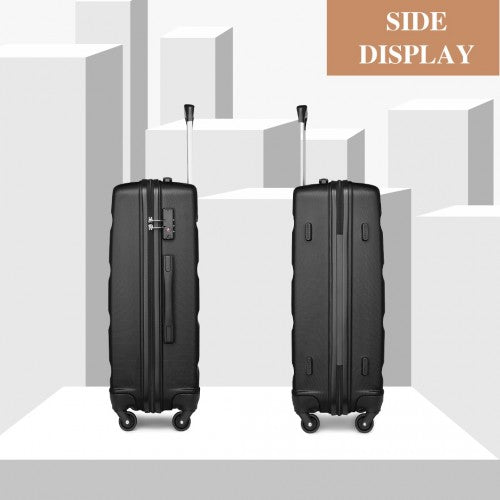 K2191L - Kono 24 Inch Check in Luggage - Streamlined ABS Hardshell Suitcase with Secure TSA Lock - Black | Neil's Luggage Store
