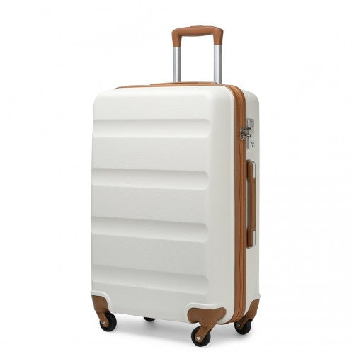 K2191L - Kono 24 Inch Check in Luggage - Streamlined ABS Hardshell Suitcase with Secure TSA Lock - Cream | Neil's Luggage Store
