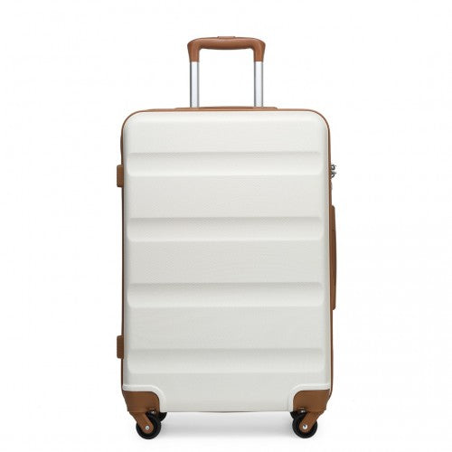 K2191L - Kono 24 Inch Check in Luggage - Streamlined ABS Hardshell Suitcase with Secure TSA Lock - Cream | Neil's Luggage Store