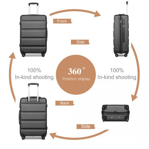 K2191L - Kono 24 Inch Check in Luggage - Streamlined ABS Hardshell Suitcase with Secure TSA Lock - Grey | Neil's Luggage Store