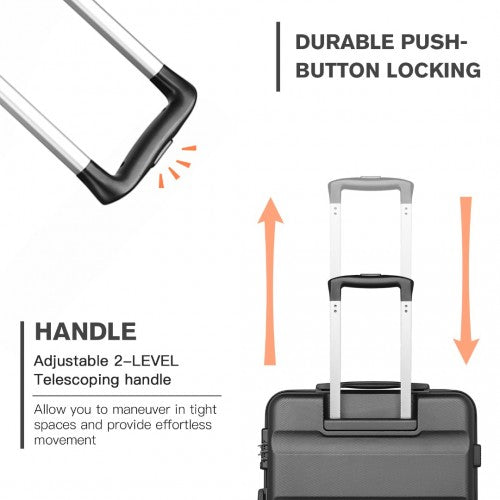 K2191L - Kono 24 Inch Check in Luggage - Streamlined ABS Hardshell Suitcase with Secure TSA Lock - Grey | Neil's Luggage Store