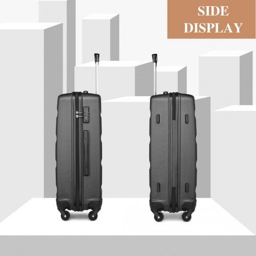 K2191L - Kono 24 Inch Check in Luggage - Streamlined ABS Hardshell Suitcase with Secure TSA Lock - Grey | Neil's Luggage Store