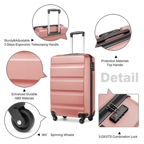 K2191L - Kono 19 Inch Cabin Size Carry On Suitcase - Streamlined Lightweight ABS Hardshell with Secure TSA Lock - Nude | Neil's Luggage Store