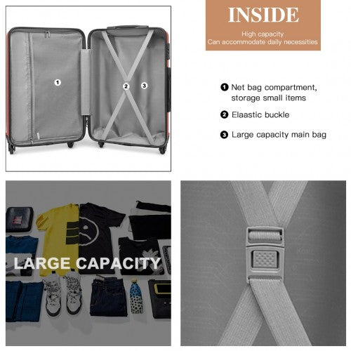 K2191L - Kono 19 Inch Cabin Size Carry On Suitcase - Streamlined Lightweight ABS Hardshell with Secure TSA Lock - Nude | Neil's Luggage Store