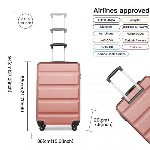 K2191L - Kono 19 Inch Cabin Size Carry On Suitcase - Streamlined Lightweight ABS Hardshell with Secure TSA Lock - Nude | Neil's Luggage Store