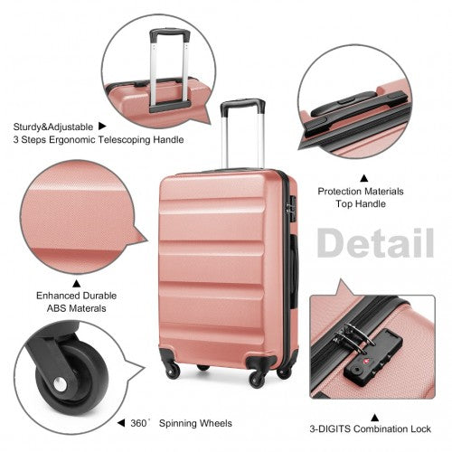 K2191L - Kono 24 Inch Check in Luggage - Streamlined ABS Hardshell Suitcase with Secure TSA Lock - Nude | Neil's Luggage Store