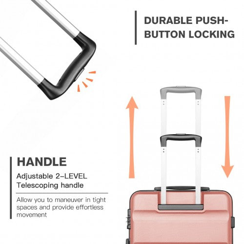 K2191L - Kono 24 Inch Check in Luggage - Streamlined ABS Hardshell Suitcase with Secure TSA Lock - Nude | Neil's Luggage Store