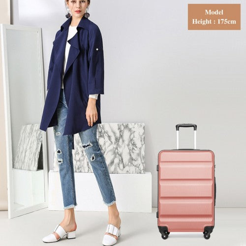 K2191L - Kono 24 Inch Check in Luggage - Streamlined ABS Hardshell Suitcase with Secure TSA Lock - Nude | Neil's Luggage Store