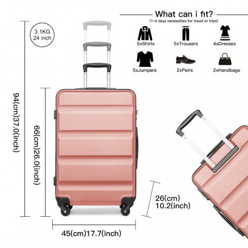 K2191L - Kono 24 Inch Check in Luggage - Streamlined ABS Hardshell Suitcase with Secure TSA Lock - Nude | Neil's Luggage Store