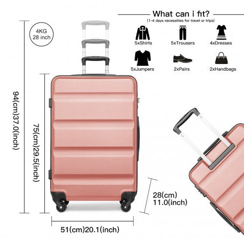 K2191L - Kono 28 Inch Check in Luggage - Streamlined ABS Hardshell Suitcase with Secure TSA Lock - Nude | Neil's Luggage Store