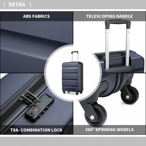Kono 19 Inch Carry On Suitcase Lightweight ABS Hardshell With TSA Lock Navy | Neil's Luggage Store