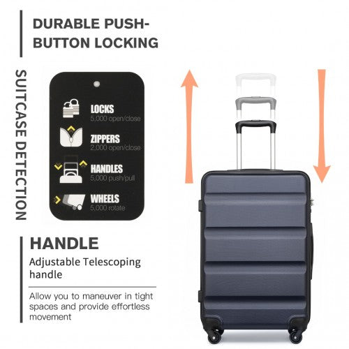 K2191L Kono 28 Inch ABS Hardshell Luggage With TSA Lock Navy | Neil's Luggage Store