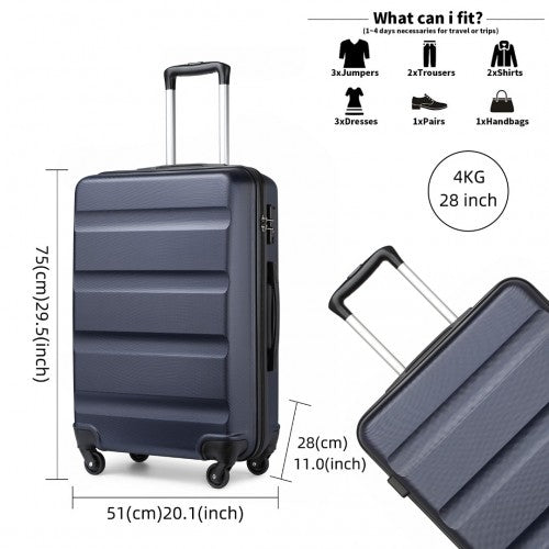 K2191L Kono 28 Inch ABS Hardshell Luggage With TSA Lock Navy | Neil's Luggage Store