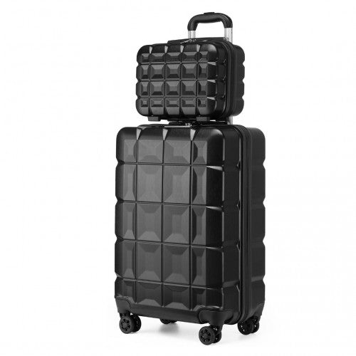 K2292L - Kono 13/20 Inch Lightweight Hard Shell ABS Cabin Suitcase With TSA Lock And Vanity Case - Black | Neil's Luggage Store