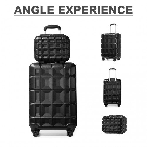 K2292L - Kono 13/20 Inch Lightweight Hard Shell ABS Cabin Suitcase With TSA Lock And Vanity Case - Black | Neil's Luggage Store