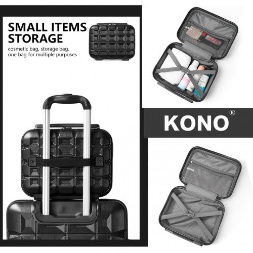 K2292L - Kono 13/20 Inch Lightweight Hard Shell ABS Cabin Suitcase With TSA Lock And Vanity Case - Black | Neil's Luggage Store