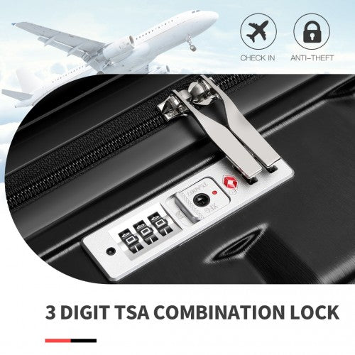 K2292L - Kono 20 Inch Lightweight Hard Shell ABS Luggage Cabin Suitcase With TSA Lock - Black | Neil's Luggage Store