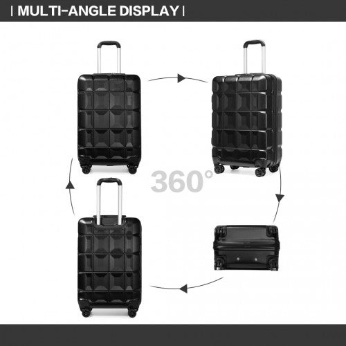 K2292L - Kono 20 Inch Lightweight Hard Shell ABS Luggage Cabin Suitcase With TSA Lock - Black | Neil's Luggage Store