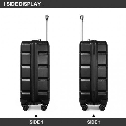 K2292L - Kono 20 Inch Lightweight Hard Shell ABS Luggage Cabin Suitcase With TSA Lock - Black | Neil's Luggage Store