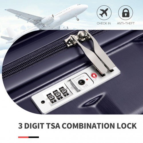 K2292L - Kono 20 Inch Lightweight Hard Shell ABS Luggage Cabin Suitcase With TSA Lock - Navy | Neil's Luggage Store