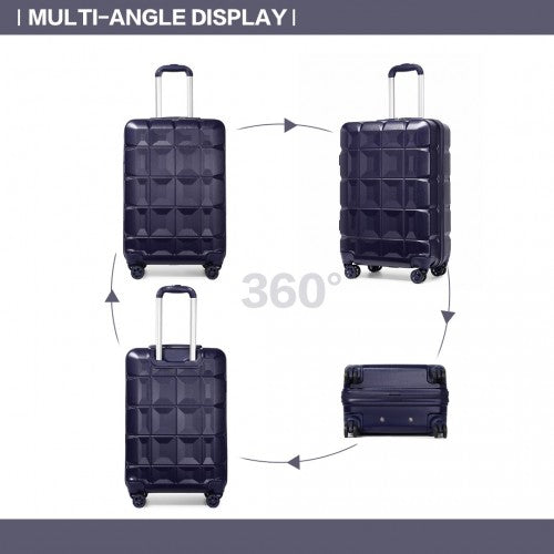 K2292L - Kono 20 Inch Lightweight Hard Shell ABS Luggage Cabin Suitcase With TSA Lock - Navy | Neil's Luggage Store