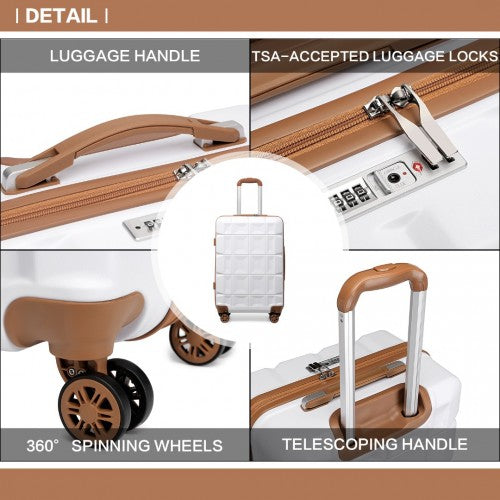 K2292L - Kono 24 Inch Lightweight Hard Shell ABS Suitcase With TSA Lock - White | Neil's Luggage Store