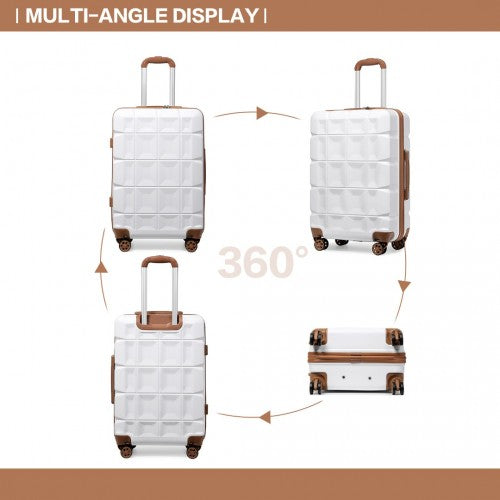 K2292L - Kono 24 Inch Lightweight Hard Shell ABS Suitcase With TSA Lock - White | Neil's Luggage Store