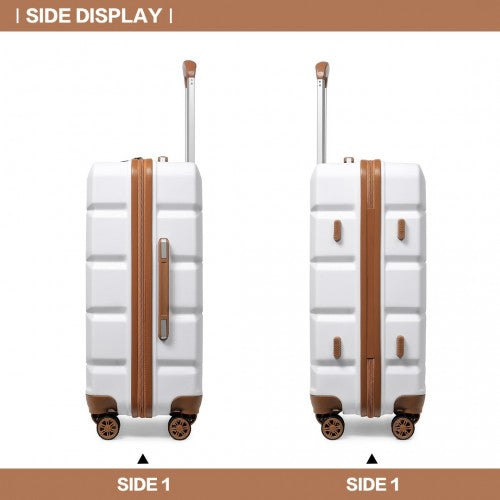 K2292L - Kono 24 Inch Lightweight Hard Shell ABS Suitcase With TSA Lock - White | Neil's Luggage Store