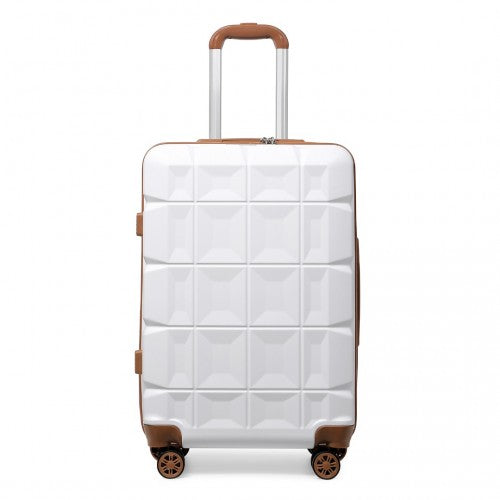 K2292L - Kono 24 Inch Lightweight Hard Shell ABS Suitcase With TSA Lock - White | Neil's Luggage Store