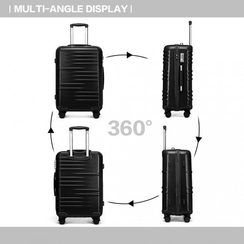K2391L - British Traveller 24 Inch Durable Polycarbonate and ABS Hard Shell Suitcase With TSA Lock - Black | Neil's Luggage Store