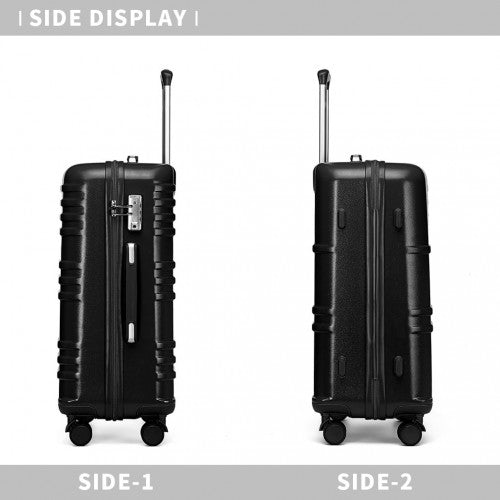 K2391L - British Traveller 24 Inch Durable Polycarbonate and ABS Hard Shell Suitcase With TSA Lock - Black | Neil's Luggage Store