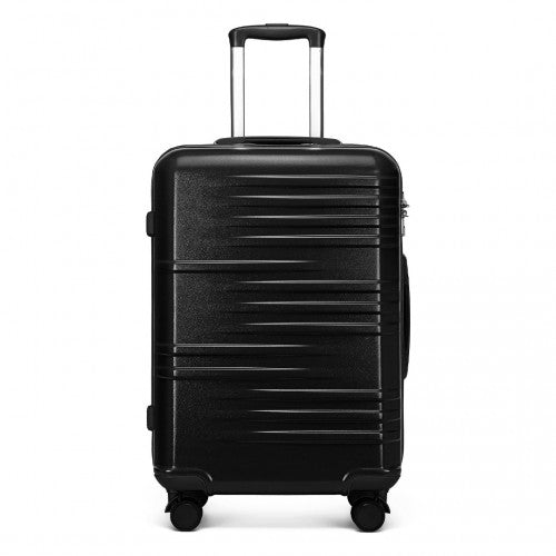 K2391L - British Traveller 24 Inch Durable Polycarbonate and ABS Hard Shell Suitcase With TSA Lock - Black | Neil's Luggage Store