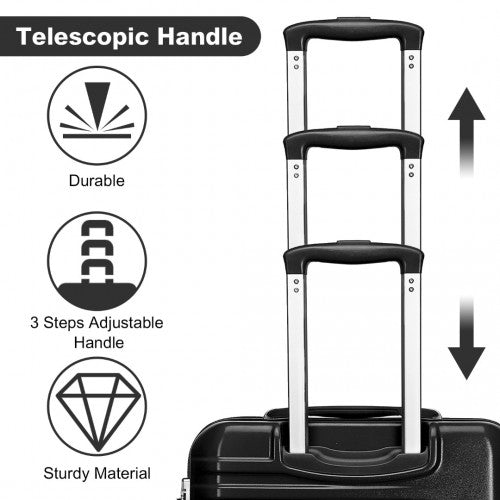 K2391L - British Traveller 24 Inch Durable Polycarbonate and ABS Hard Shell Suitcase With TSA Lock - Black | Neil's Luggage Store
