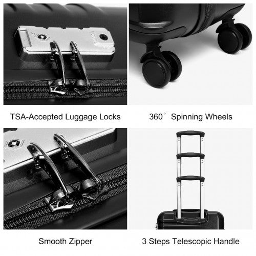 K2391L - British Traveller 28 Inch Durable Polycarbonate and ABS Hard Shell Suitcase With TSA Lock - Black | Neil's Luggage Store
