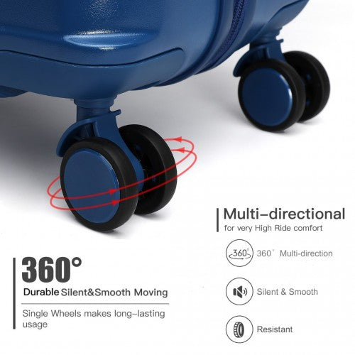 K2391L - British Traveller 3 Pcs Set Durable Polycarbonate and ABS Hard Shell Suitcase With TSA Lock - Navy | Neil's Luggage Store