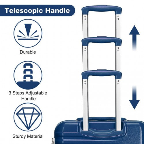 K2391L - British Traveller 3 Pcs Set Durable Polycarbonate and ABS Hard Shell Suitcase With TSA Lock - Navy | Neil's Luggage Store